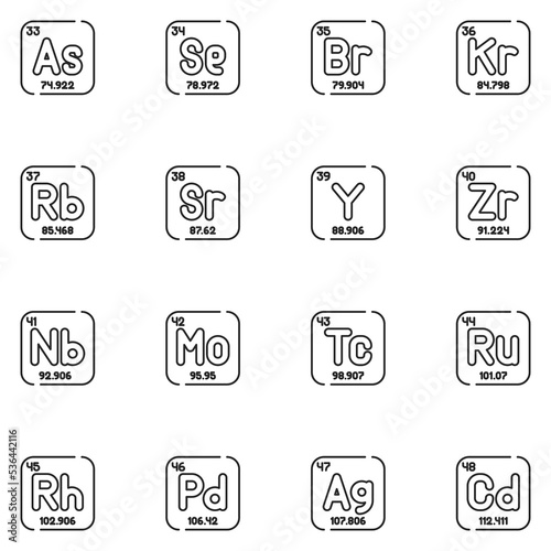 Periodic Table Line Icon Set