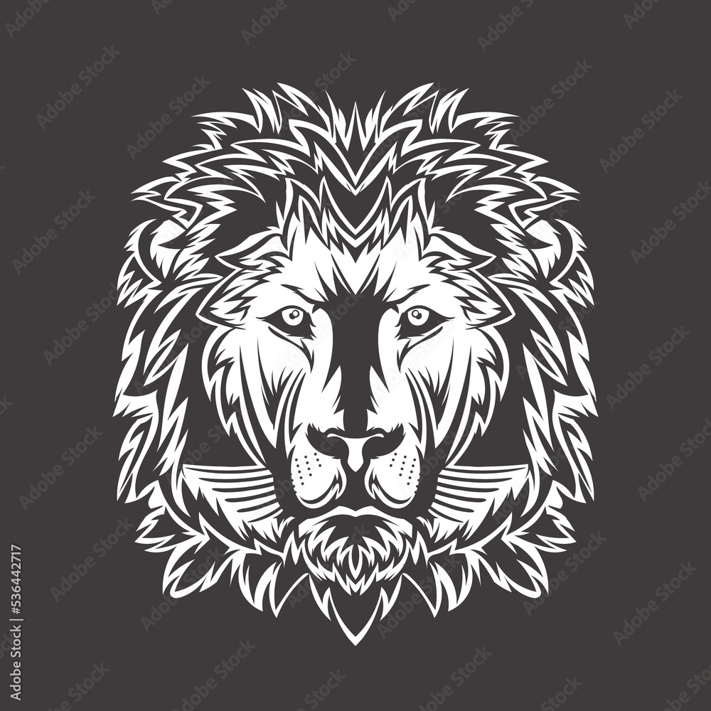 Obraz premium Lion head illustration, black background
