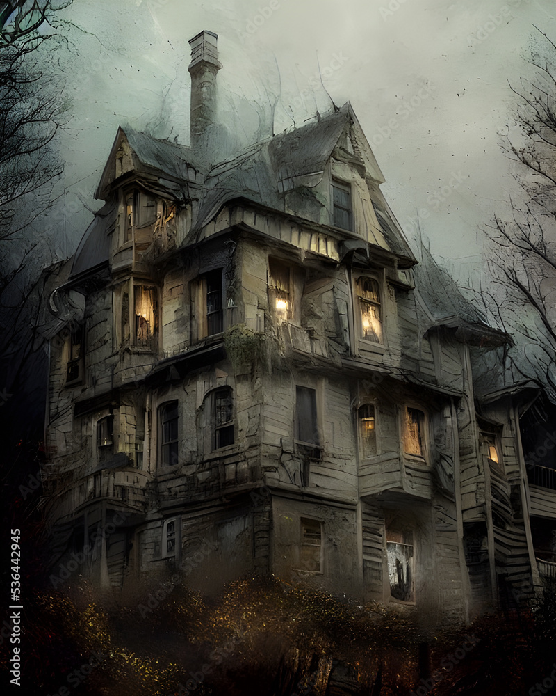 Obraz premium Illustration of an haunted house