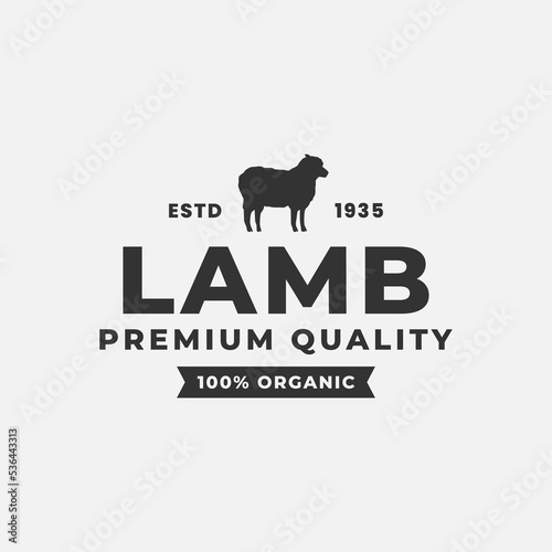 Lamb Meat Logo Vector or Simple Lamb Meat Label Vector. Great choice for organic sheep farm logo. Or the logo of a premium lamb-producing farm. The best lamb farm label.