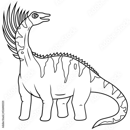 hand drawn of bajadasaurus line art 