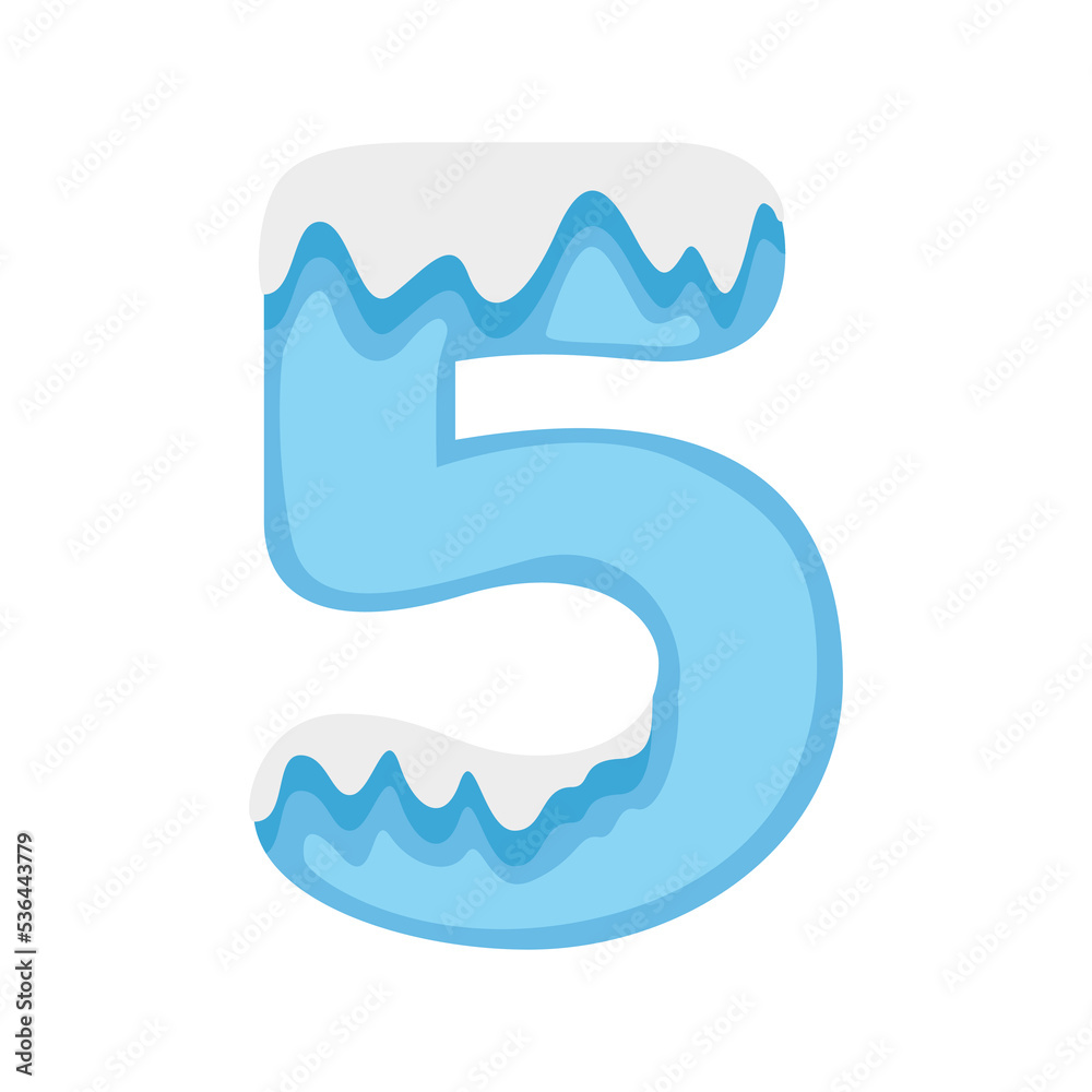 Number 5 Snow, vector illustration