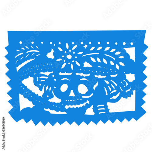 Papel picado azul con Catrina
