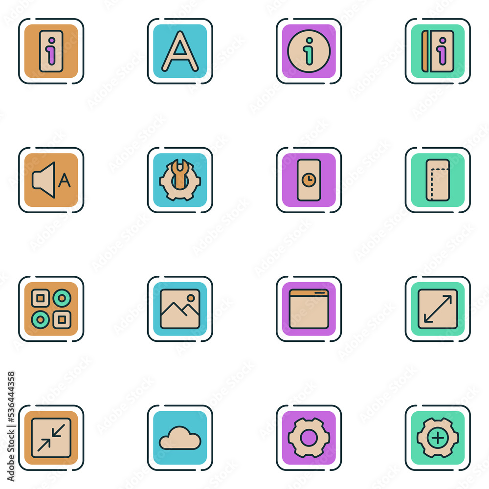 Mobile Setting Filled Line Icon Set Mobile Setting Filled Line Icon Set