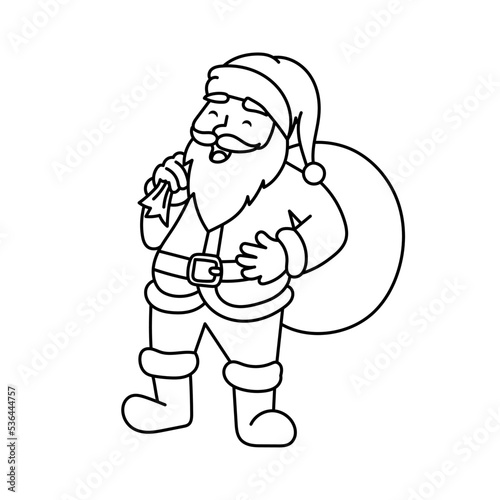 Santa Claus estilo línea simple. Ilustración vectorial
