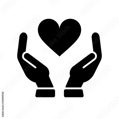Icono de mano sosteniendo el corazón. Símbolo de cuidado, amor. Ilustración vectorial