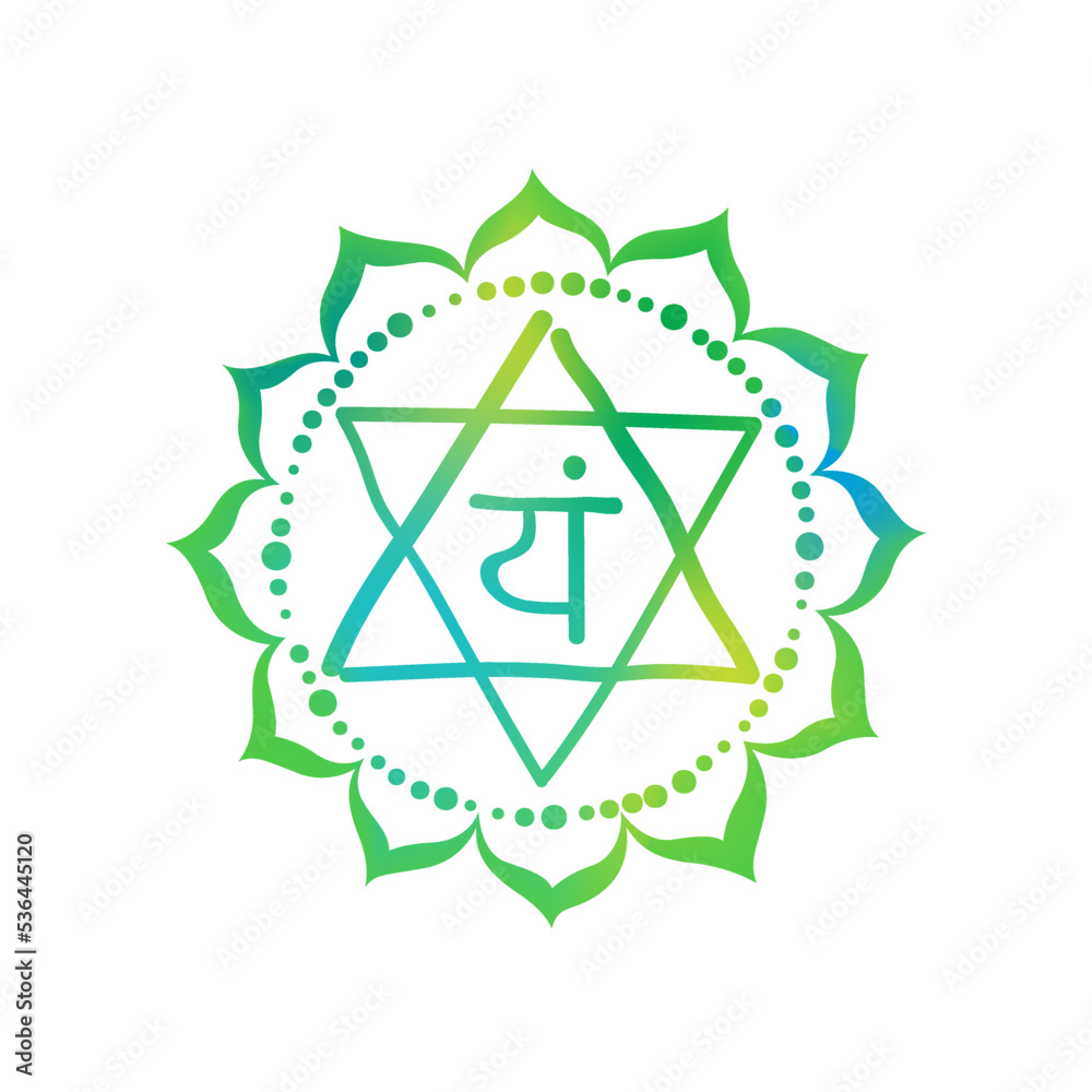 Anahata. Fourth primary chakra vector illustration. Thymus gland in