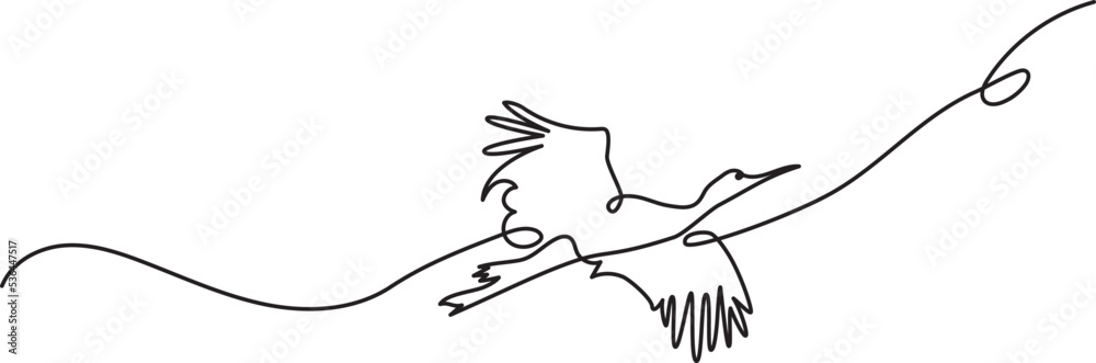 Obraz premium vector illustration of a stork drawn by hand in line art