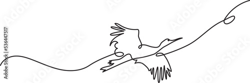 vector illustration of a stork drawn by hand in line art