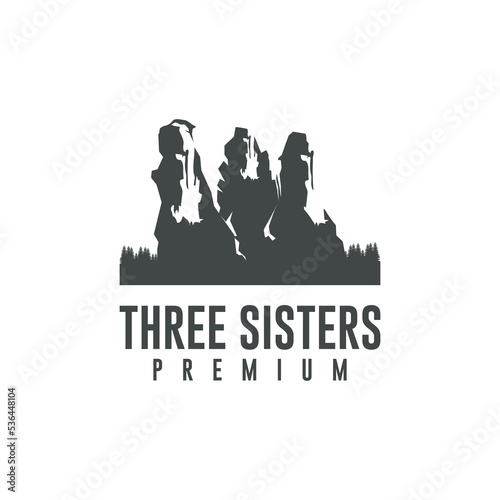 Three sisters mountain vector logo design for business