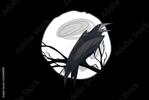 Sketch of flying raven. Hand drawn illustration converted to vector. Vector illustration