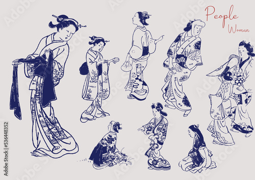 bijinga　ukiyoe　japanese art　美人画　女性　浮世絵　日本画　着物　姫　主婦　商人　町人　日本人　侍　武士　農民　歴史　江戸時代