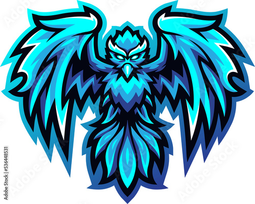 Blue phoenix mascot