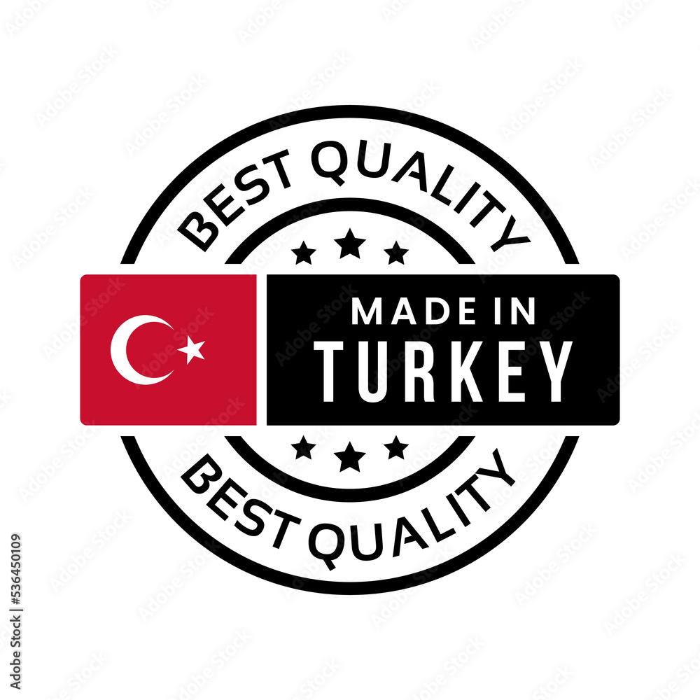 Made in Turkey icon. minimalist round label with country flag. best quality vector illustration
