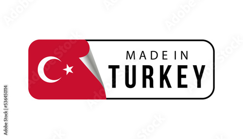 Made in Turkey icon. minimalist label with country flag. vector illustration
