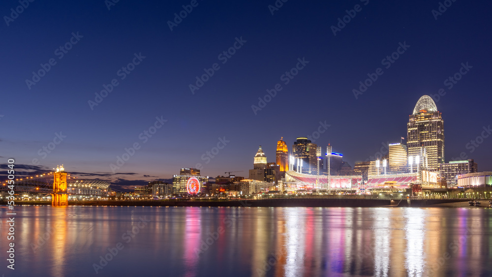 Cincinnati, OH - June 10 2022: Cincinnati Skyline at Night