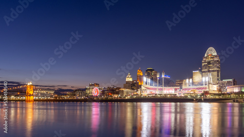 Cincinnati, OH - June 10 2022: Cincinnati Skyline at Night © done4today