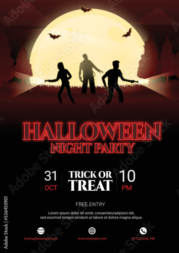 Happy halloween party poster template