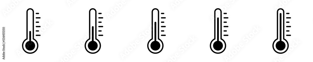 Conjunto de iconos de termómetro. Diferentes escalas de temperatura. Cálido y frío. Ilustración vectorial - obrazy, fototapety, plakaty 