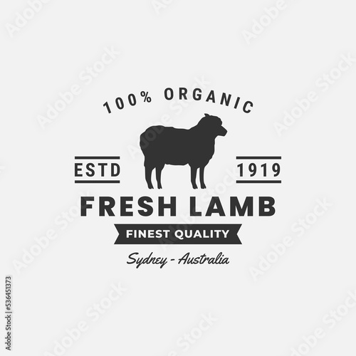 Fresh Lamb Logo Vector Finest Quality or Simple Lamb Meat Logo Vector. Simple display of sheep farm logo or for premium quality lamb meat company logo.