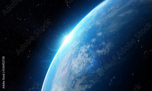 Fototapeta Naklejka Na Ścianę i Meble -  Earth planet in deep space. Outer dark space wallpaper