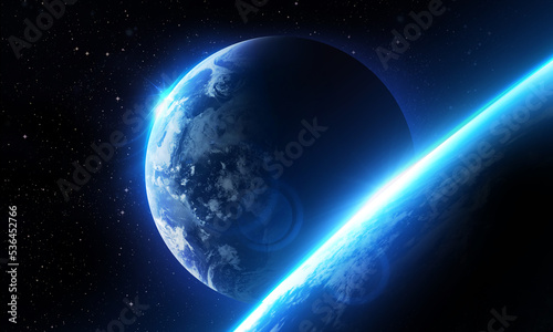 Fototapeta Naklejka Na Ścianę i Meble -  Earth planet in deep space. Outer dark space wallpaper