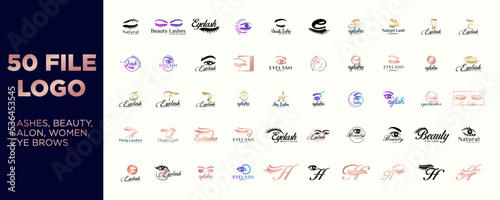 beauty logo design collection, logo eyelashes, eyebrows, nails for beauty salon
