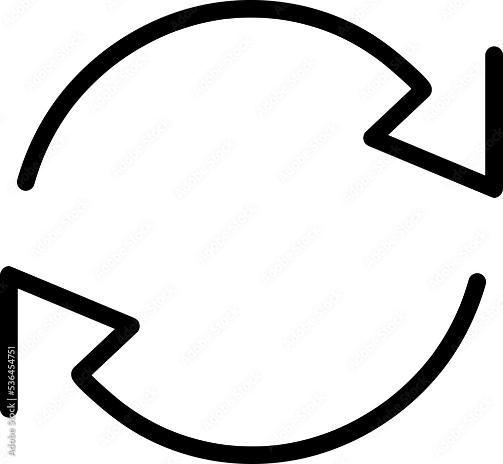 Exchange trade icon, return or swap, swap cycle, thin line web symbol on white background.eps