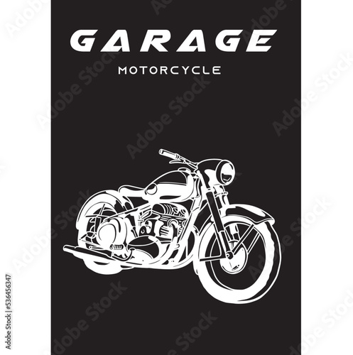 vintage motor bike isolated on white of  drawing for poster
