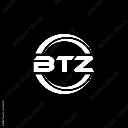 BTZ letter logo design with black background in illustrator, vector logo modern alphabet font overlap style. calligraphy designs for logo, Poster, Invitation, etc.