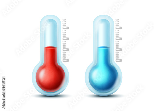 Cartoon style realistic vector icon. Hot and cold thermometer, cartoon style. isolated on white background.