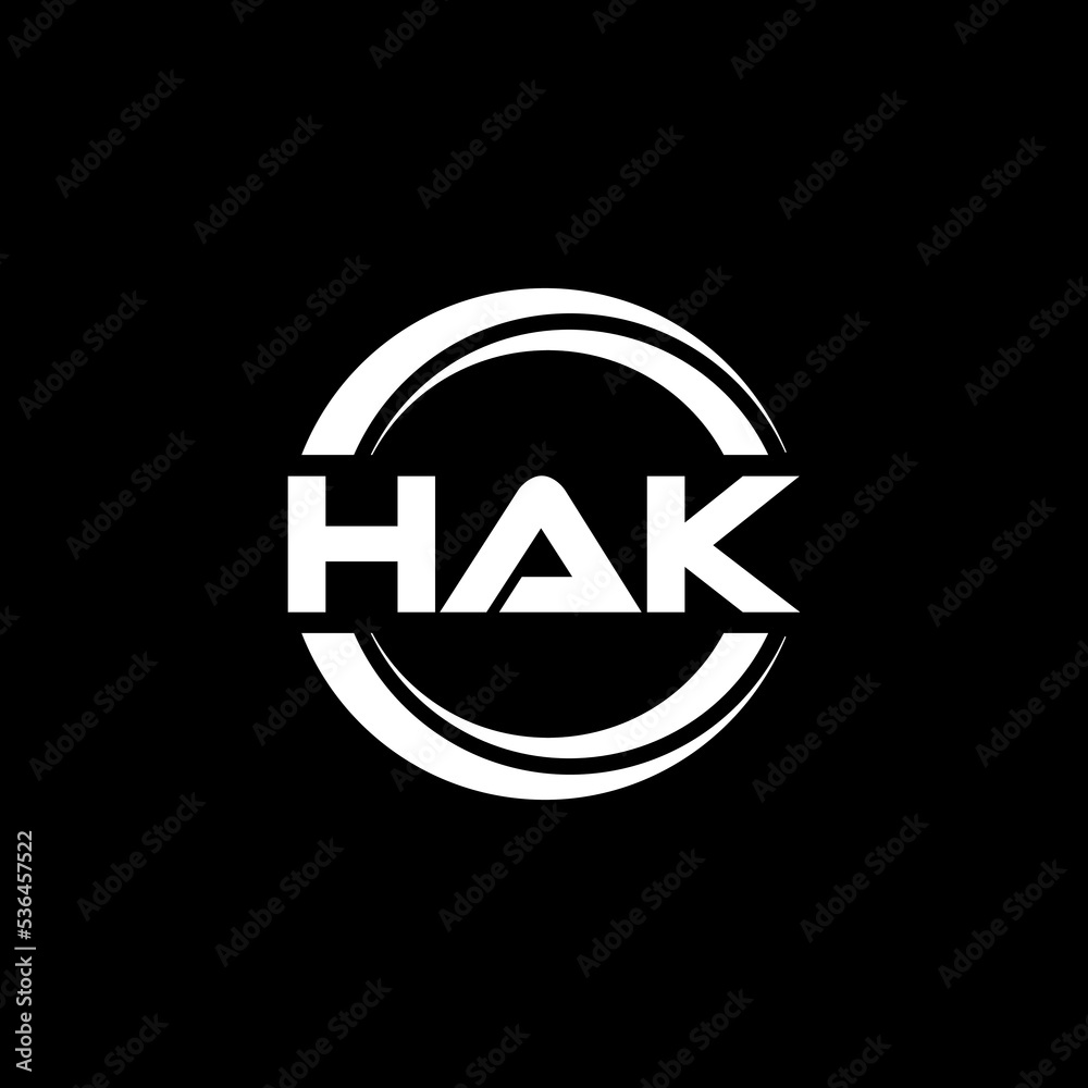 HAK letter logo design with black background in illustrator, vector logo modern alphabet font overlap style. calligraphy designs for logo, Poster, Invitation, etc. HAK letter logo design with black background in illustrator, vector logo modern alphabet font overlap style. calligraphy designs for logo, Poster, Invitation, etc.
