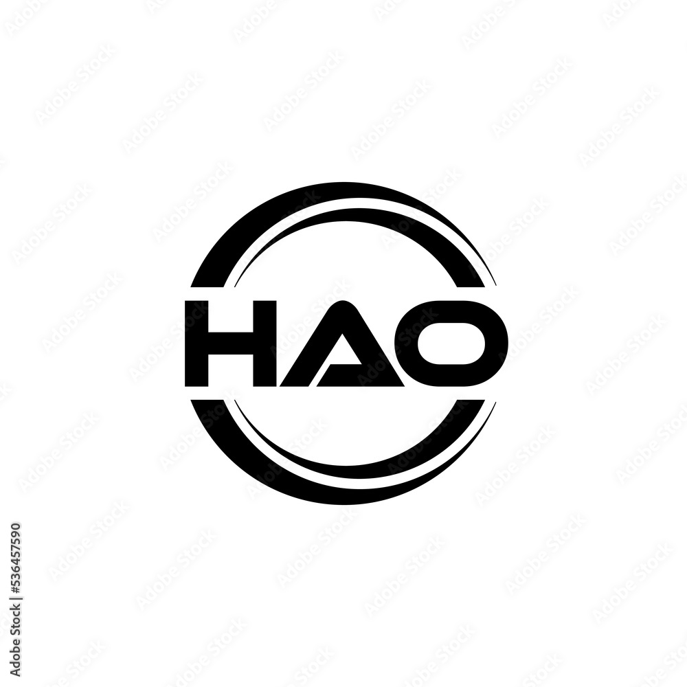 HAO letter logo design with white background in illustrator, vector logo modern alphabet font overlap style. calligraphy designs for logo, Poster, Invitation, etc.