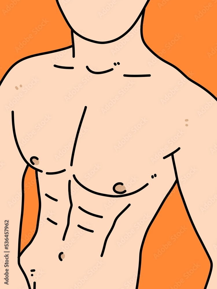 Fototapeta premium body man cartoon on orange background