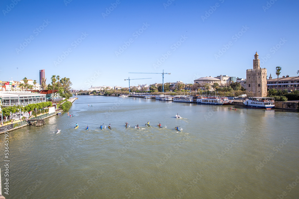 Fototapeta premium canoeing training in seville, spain