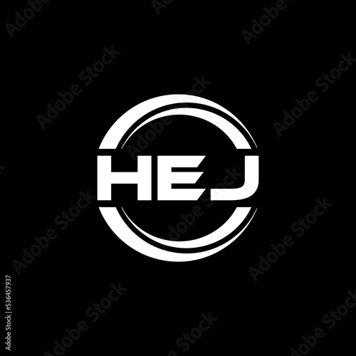 HEJ letter logo design with black background in illustrator, vector logo modern alphabet font overlap style. calligraphy designs for logo, Poster, Invitation, etc.