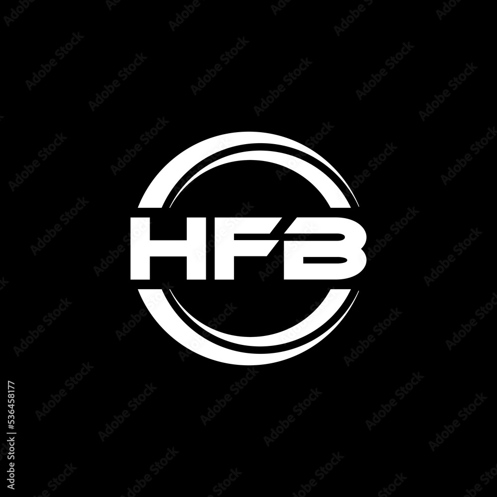 HFB letter logo design with black background in illustrator, vector logo modern alphabet font overlap style. calligraphy designs for logo, Poster, Invitation, etc.