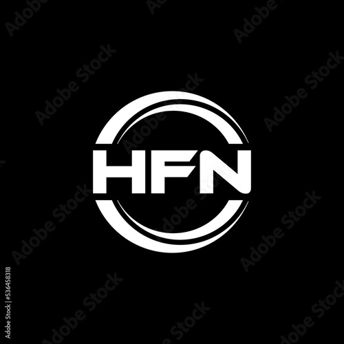 HFN letter logo design with black background in illustrator, vector logo modern alphabet font overlap style. calligraphy designs for logo, Poster, Invitation, etc. photo