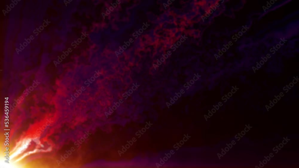 Abstract loop orange red purple blue dark smoke cloud flare flow from bottom left effect animation. 4K 3D atmosphere soft fog, smog, smoke, cloud with dust on dark backdrop environment effect for back Abstract loop orange red purple blue dark smoke cloud flare flow from bottom left effect animation. 4K 3D atmosphere soft fog, smog, smoke, cloud with dust on dark backdrop environment effect for back