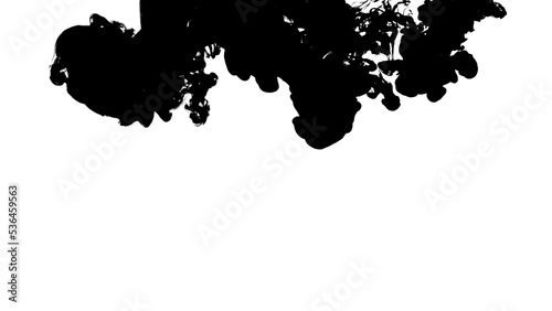 Abstract formed black color dissolving water. Abstract cloud ink swirling water. Royalty high-quality stock photo Acrylic ink underwater form, abstract smoke pattern isolated on white background