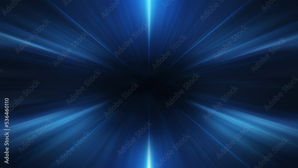 Abstract creative blue light shine radial for technology and communication background.  Blue light, neon glowing rays in motion. 