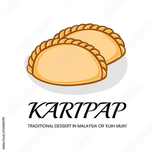 Vector illustration Curry puff or 'Kuih Karipap'. Popular Snack or cuisine breakfast at Malaysia. photo