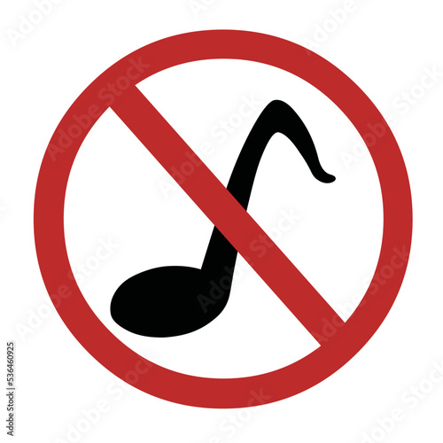 Vector illustration of signage of prohibited listening to music