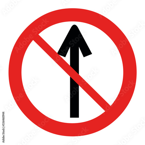 Vector illustration of traffic sign of prohibited to go straight ahead