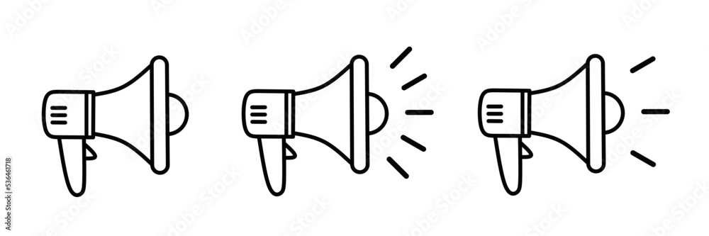 flat design megaphone icon set. Vector stock megaphone icon symbol collection flat design megaphone icon set. Vector stock megaphone icon symbol collection