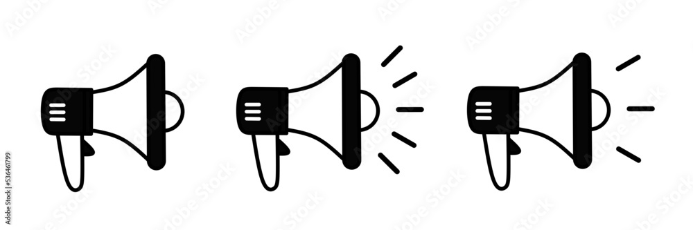flat design megaphone icon set. Vector stock megaphone icon symbol collection flat design megaphone icon set. Vector stock megaphone icon symbol collection