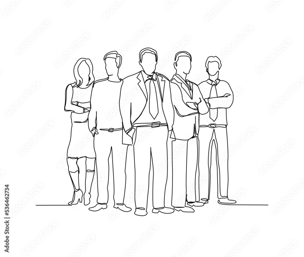 Continuous line art drawing of businessman and businesswoman standing together. business people single line art drawing vector illustration. Continuous line art drawing of businessman and businesswoman standing together. business people single line art drawing vector illustration.