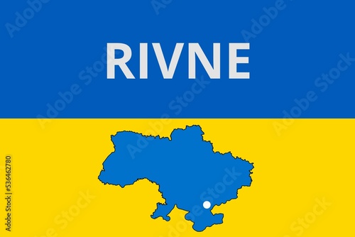 Rivne: Illustration mit dem Namen der ukrainischen Stadt Rivne photo