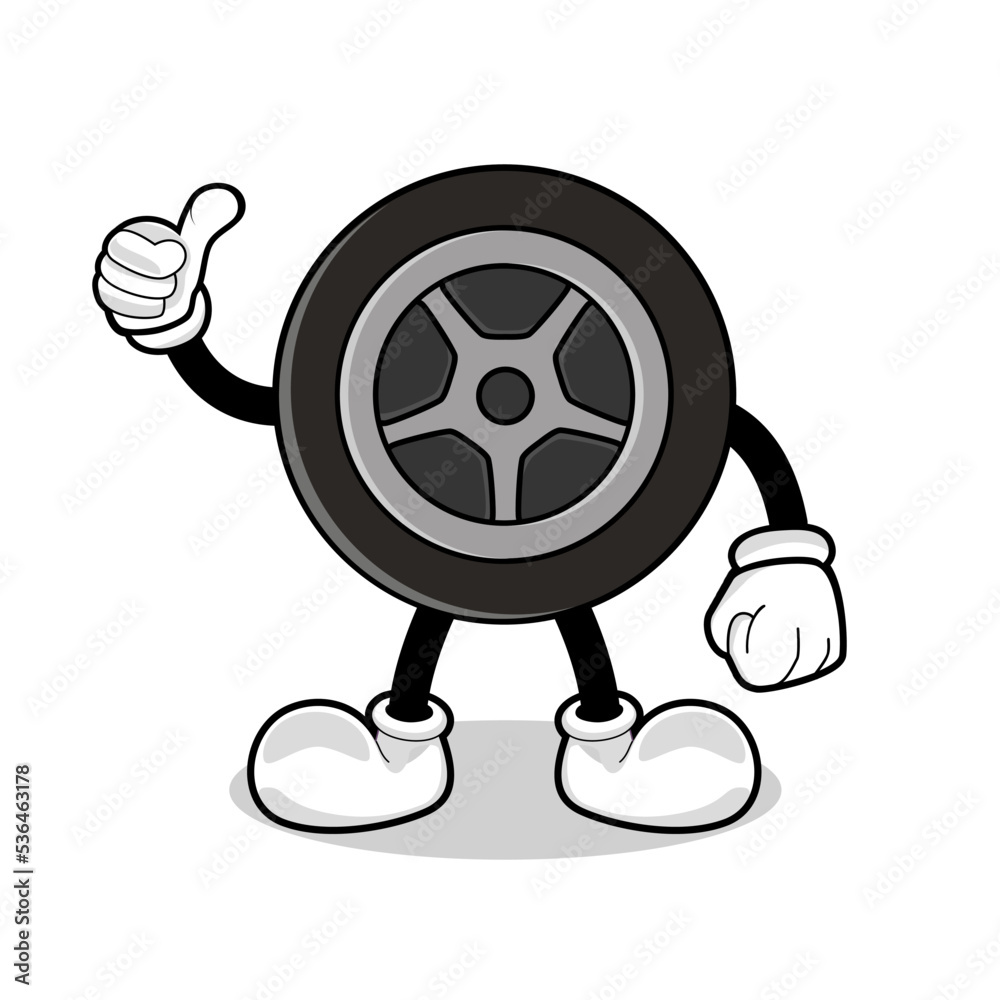 Vector cartoon illustration of tire character. Vector cartoon illustration of tire character.