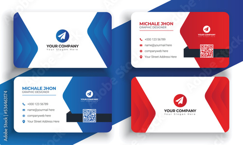 Double-sided creative business card template Creative and clean corporate business card template Vector illustration Stationery design .